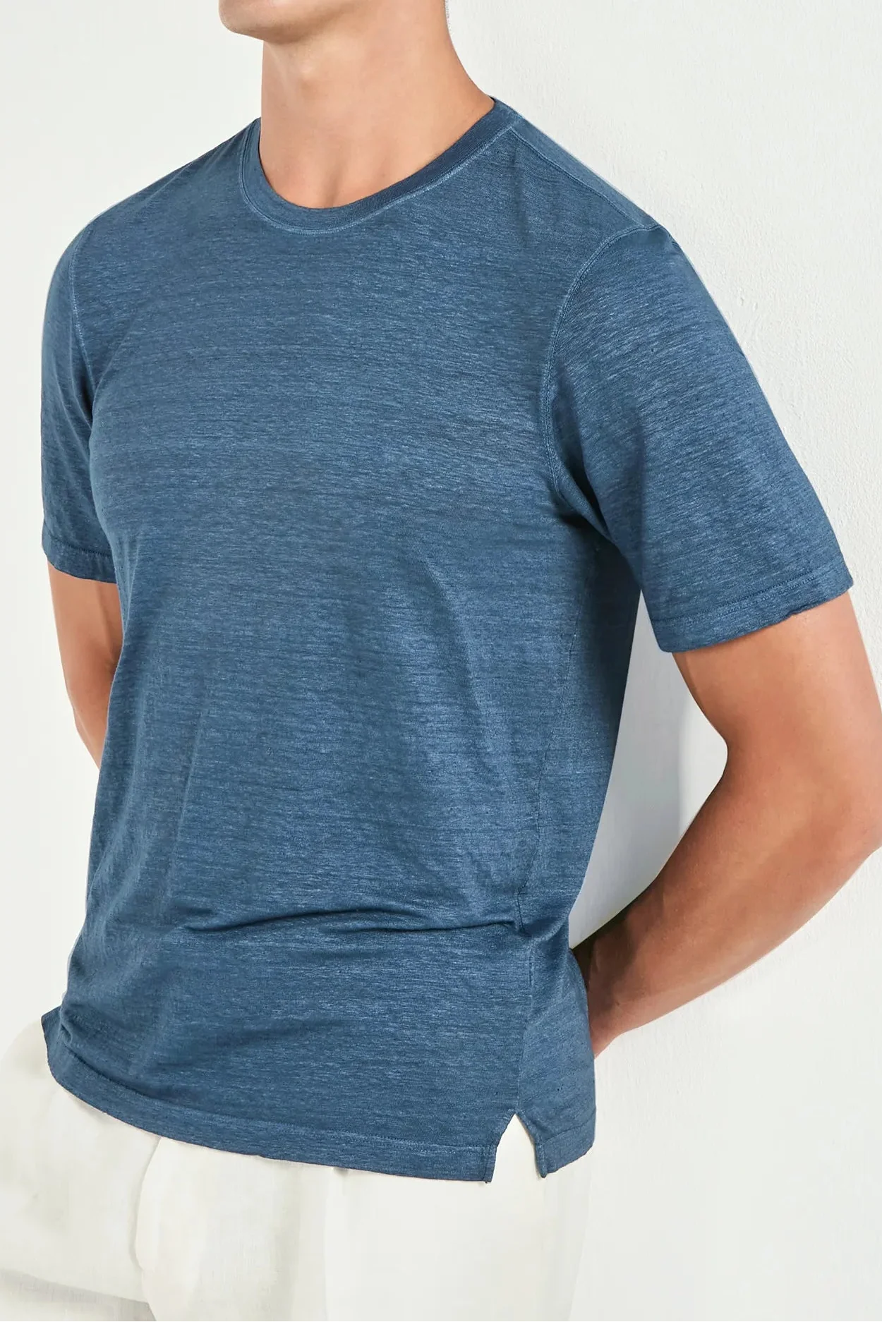 Blue linen t-shirt - Made in Italy - Image 4