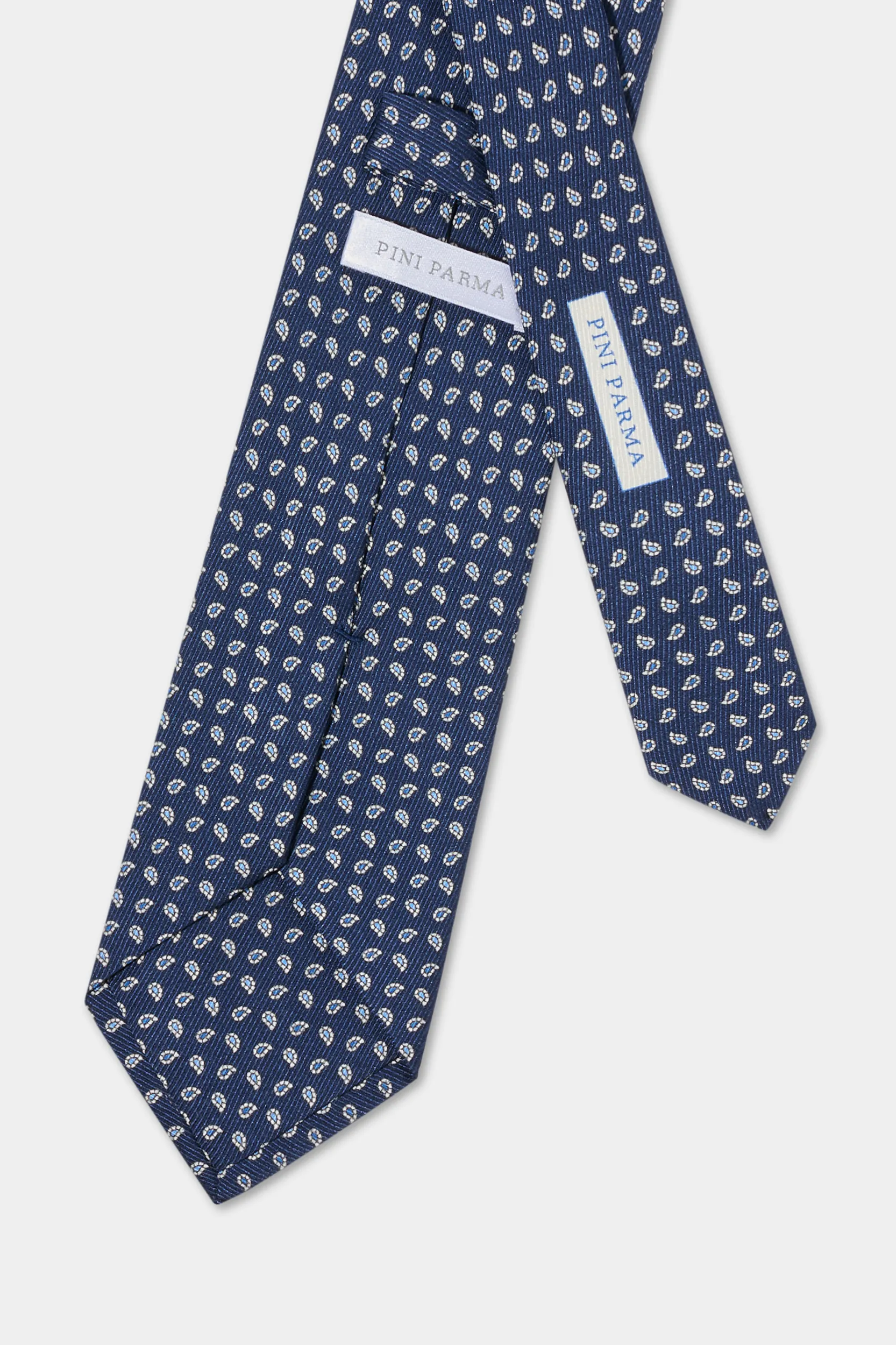 Blue paisley silk tie - Made in Italy - Image 4