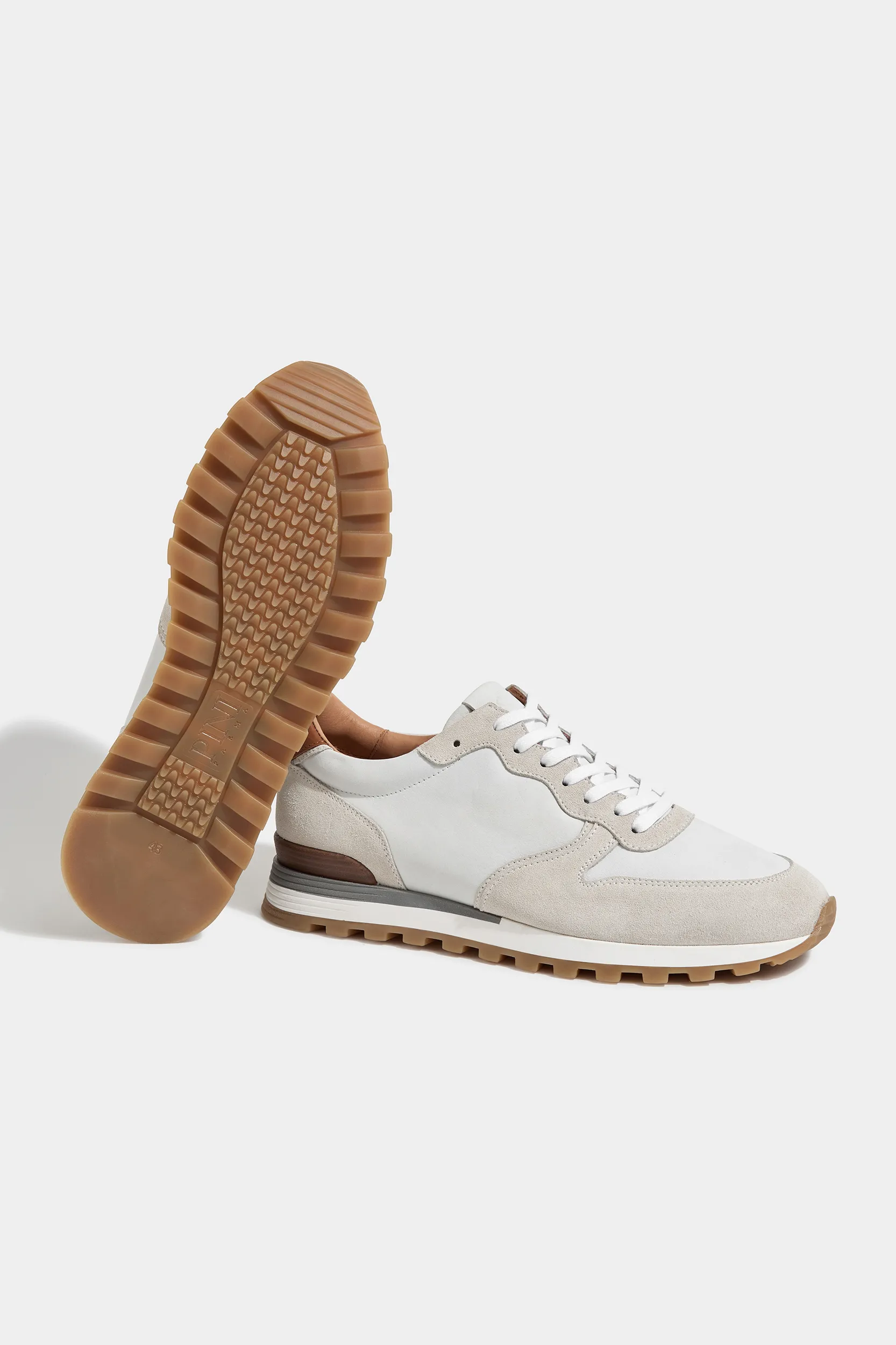 Off-white nabuk and suede runners - Made In Italy - Image 3
