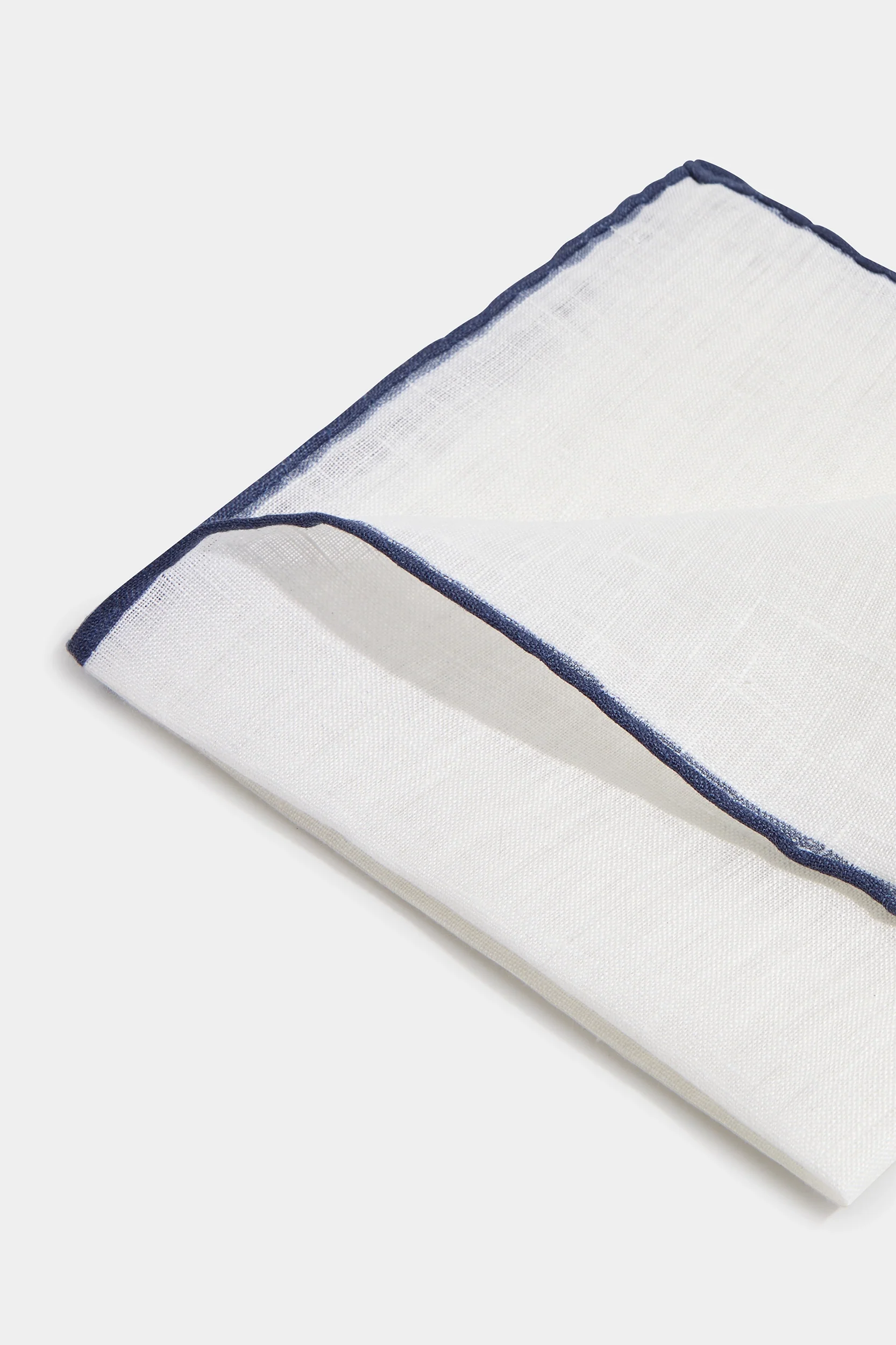 White/Blue linen pocket square - Made in Italy - Image 3