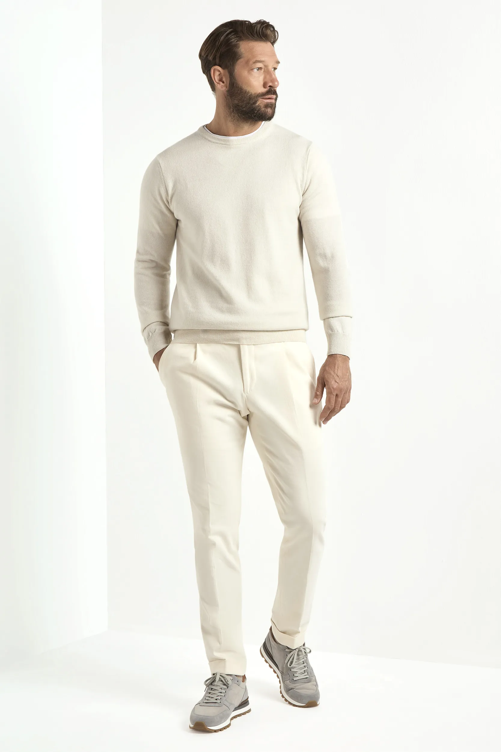 Sand cashmere round neck – Made in italy - Image 3