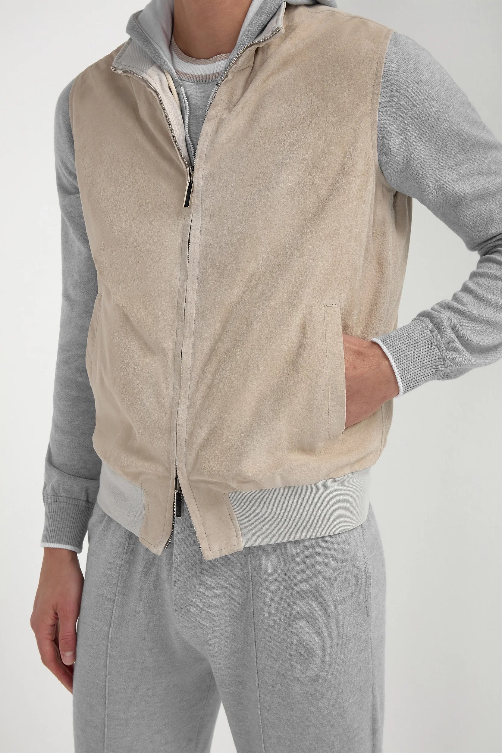 Sand suede reversible vest - Made in Italy - Image 4