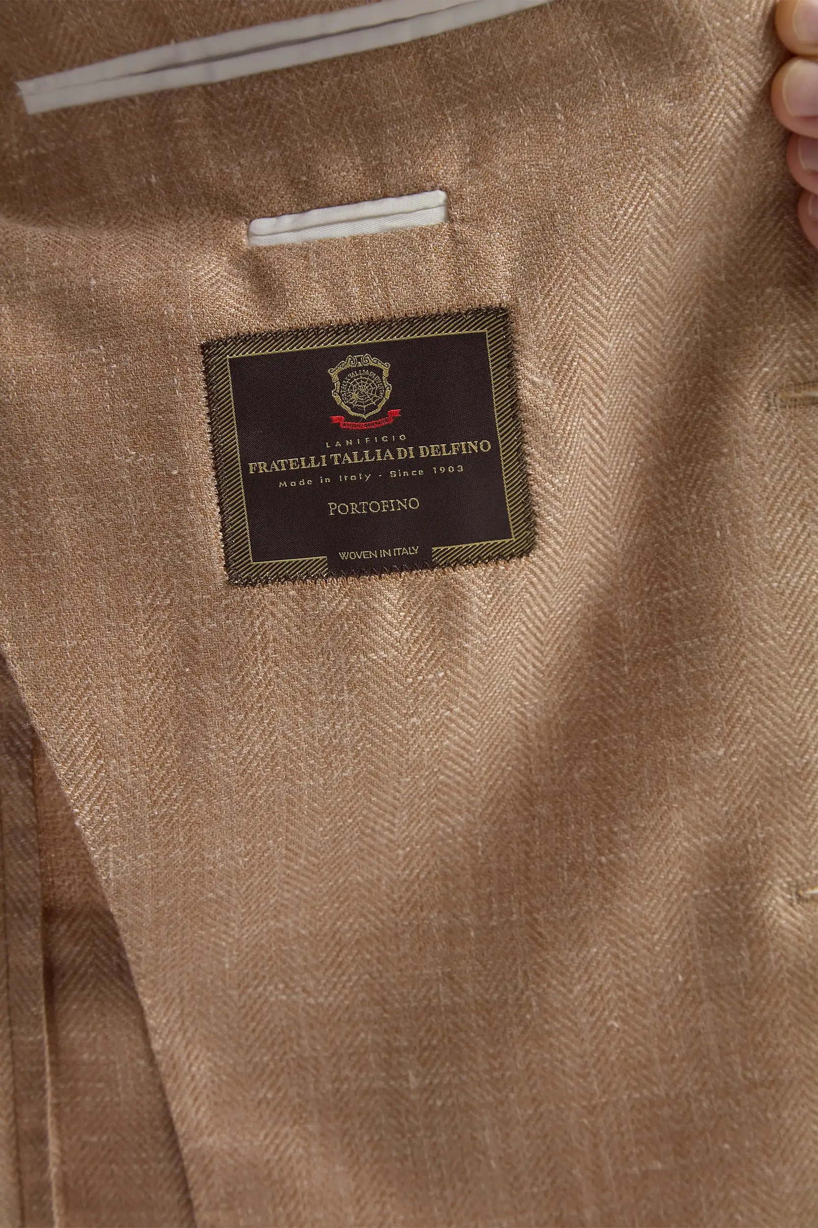 Sandstone herringbone jacket - Made in Italy - Image 3