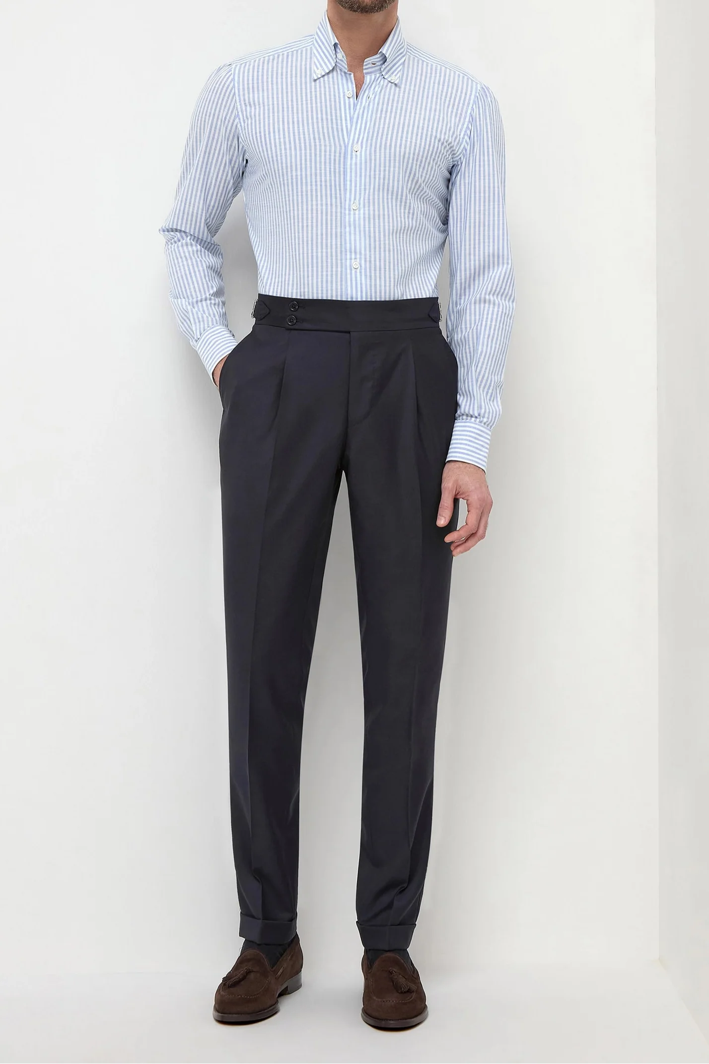 Button down light blue striped shirt ”Sartoriale collection”- Made In Italy - Image 5