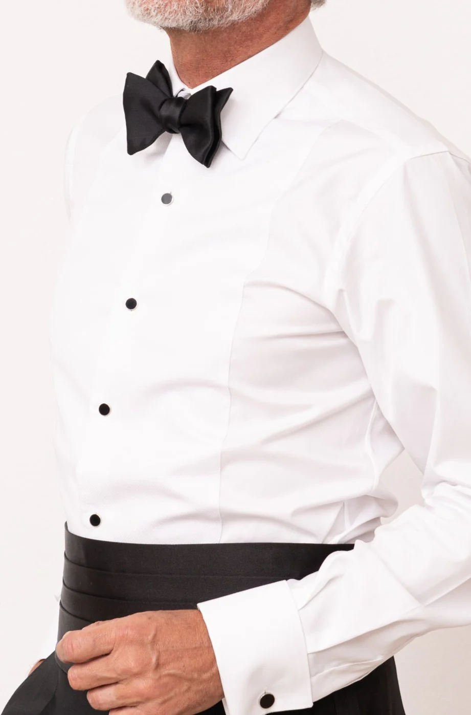 White tuxedo piqué BIB front Shirt - Made in Italy - Image 3