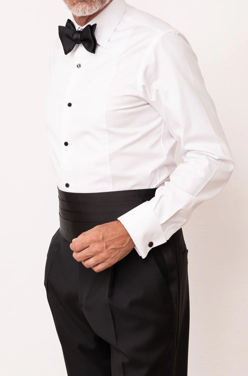 White tuxedo piqué BIB front Shirt - Made in Italy - Image 5